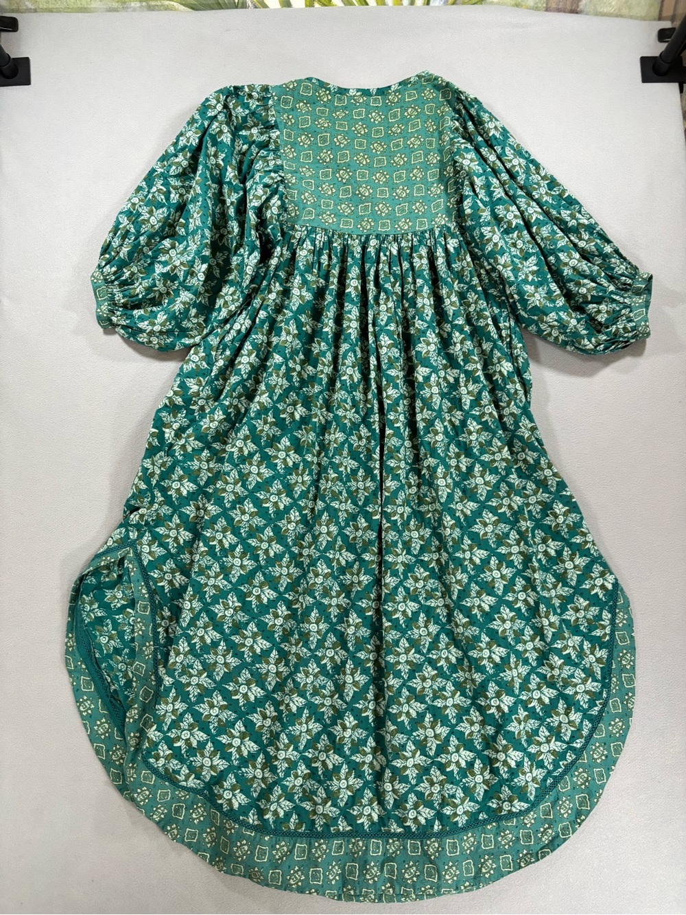 Free People Hazy Maisy Teal Patterned Maxi Dress cotton XS - Picture 12 of 12